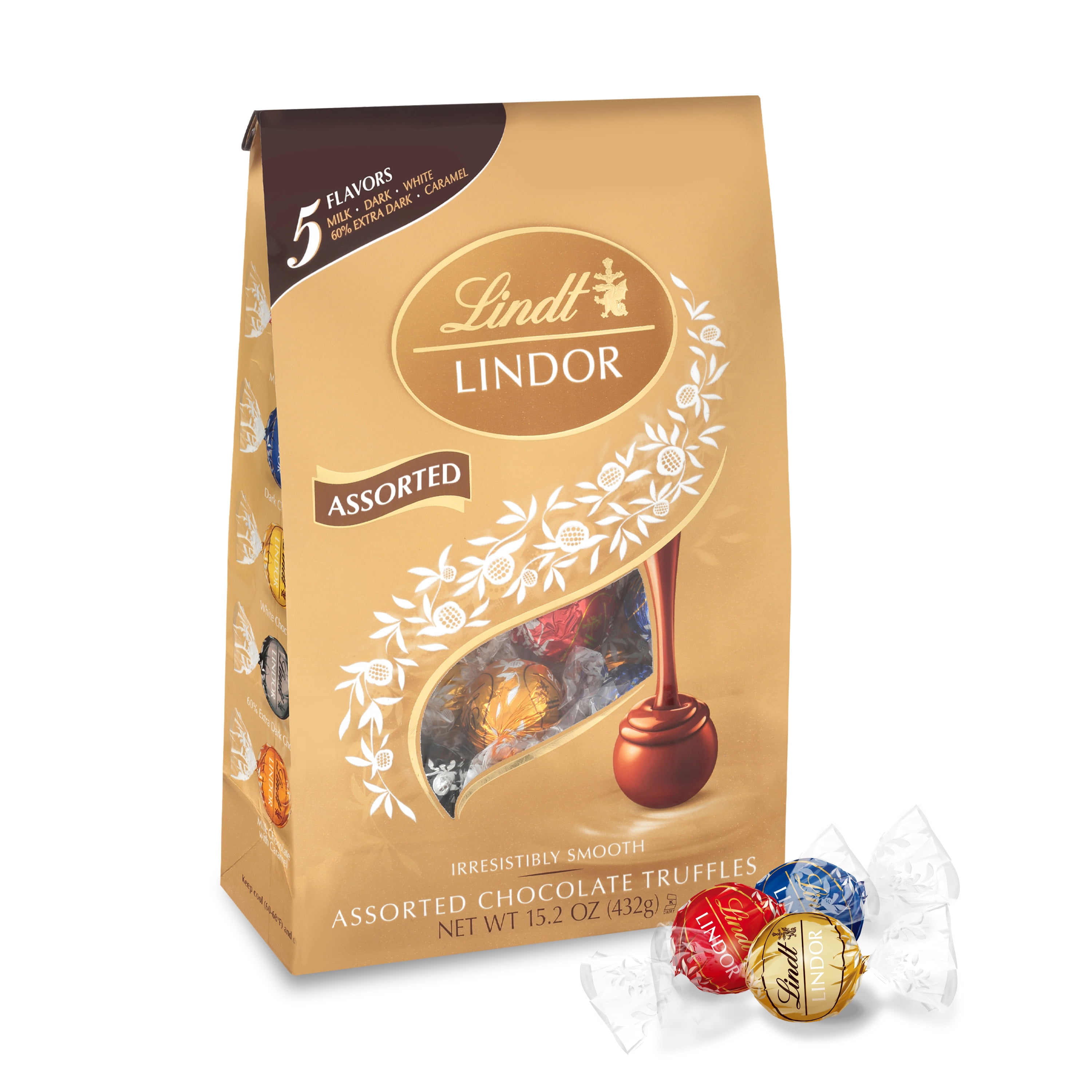 Lindt Lindor Assorted Chocolate Candy Truffles 152 Oz Bag 2540