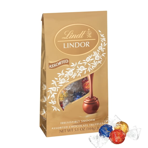 Lindt Lindor Assorted Chocolate Candy Truffles, 5.1 oz. Bag