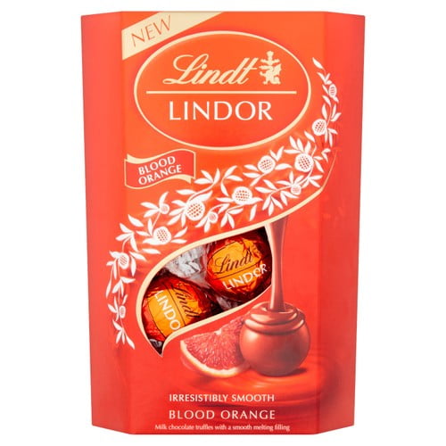 Lindt Lindor Blood Orange Milk Chocolate Truffles Box 200g, British Import (Pack of 6)