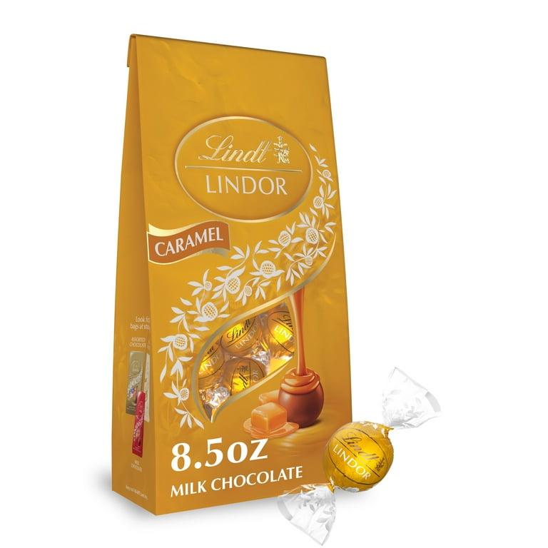 LINDOR キャラメル 4個入り Lindt Lindor Caramel Milk Chocolate Candy Truffles, 8.5 oz. Bag