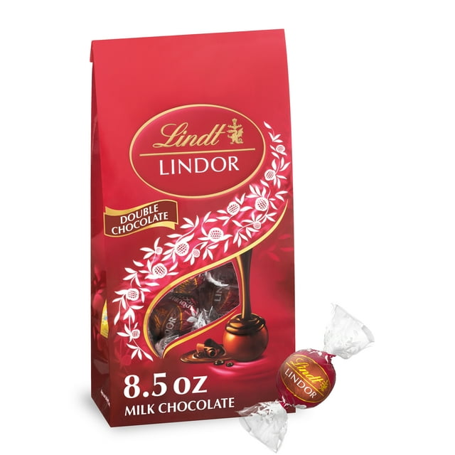 Lindt Lindor Double Chocolate Milk Chocolate Candy Truffles, 8.5 oz. Bag