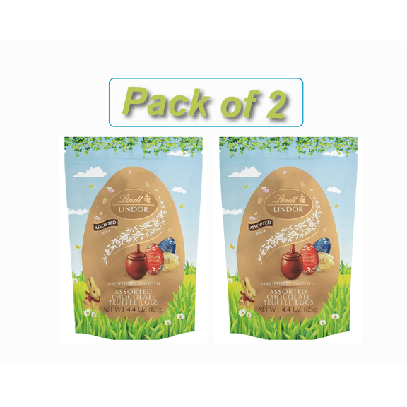 Lindt Lindor, Easter Eggs, Milk Chocolate, Dark Chocolate and White Chocolate Candy, 4.4 oz (Pack of 2)