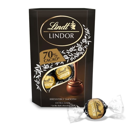 Lindt Lindor Extra Dark Chocolate Truffles Box 200g, British Import (Pack of 6)