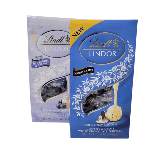 Lindt Lindor Limited Edition Blueberries and Cream Truffles(5.1 oz), and Cookies and Cream Truffles (5.1 oz)