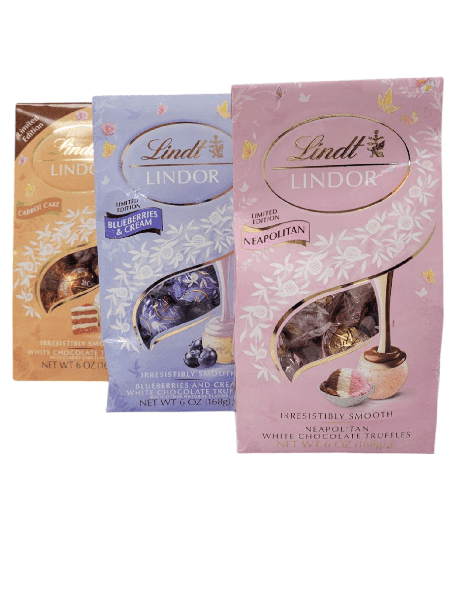 Lindt Lindor Limited Edition Carrot Cake Truffles (6oz), Neapolitan (6oz), Blueberries and Cream (6oz)