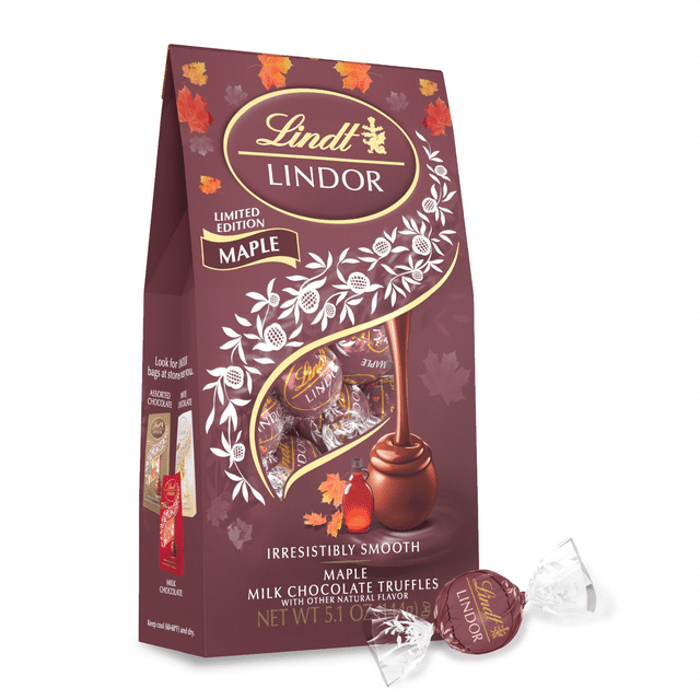 Lindt Lindor Maple Milk Chocolate Candy Truffles, Halloween Candy, 5.1