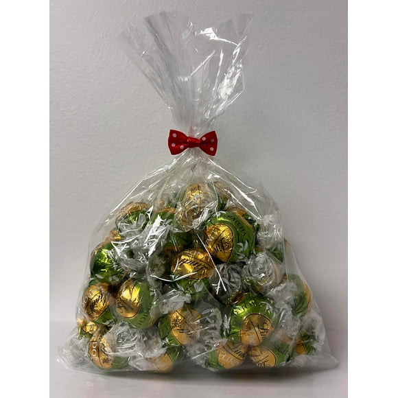 Lindt Lindor Matcha White Chocolate Candy Truffles with Colored Bowtie Gift Bag Factory Direct Fresh Made In Italy by Fast-Shipping 40 Pieces 17.6oz 500g
