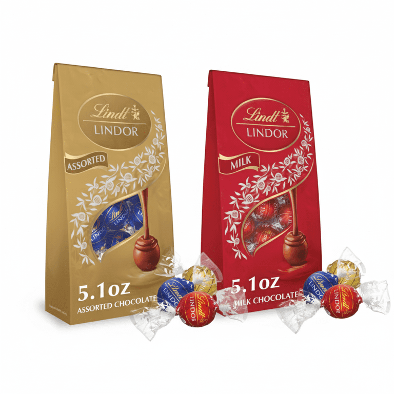 Lindt Lindor Milk , & Assorted - Chocolate Candy Truffles, 5.1 oz