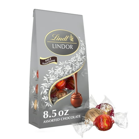 Lindt Lindor Milk Assorted Chocolate Candy Truffles, 8.5 oz, Bag
