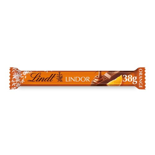Lindt Lindor Milk Orange Chocolate Bar 38g, British Import (Pack of 3)