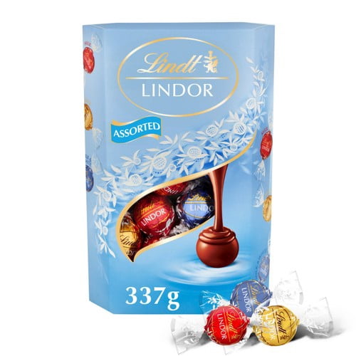 Lindt Lindor Milk & White Assorted Chocolate Truffles Box 337g, British Import (Pack of 3)