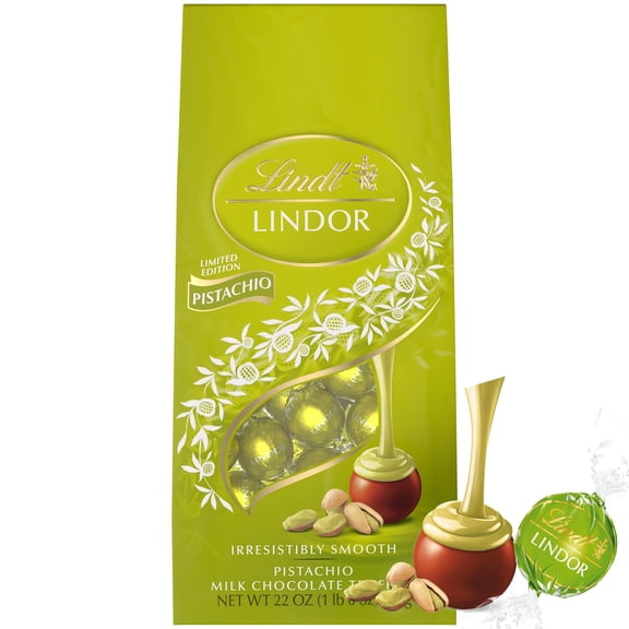 Lindt Lindor Milk White Chocolate Truffles Pistachio Limited Edition 22 oz Bag