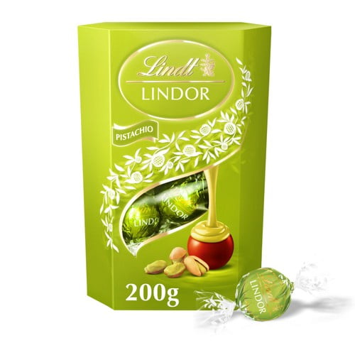 Lindt Lindor Pistachio Chocolate Truffles Box 200g, British Import (Pack of 6)