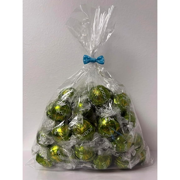 Lindt Lindor Pistachio Milk Chocolate Candy Truffles with Colored Bowtie Gift Bag Factory Direct Fresh Made In Italy by Fast-Shipping 40 Pieces 17.6oz 500g