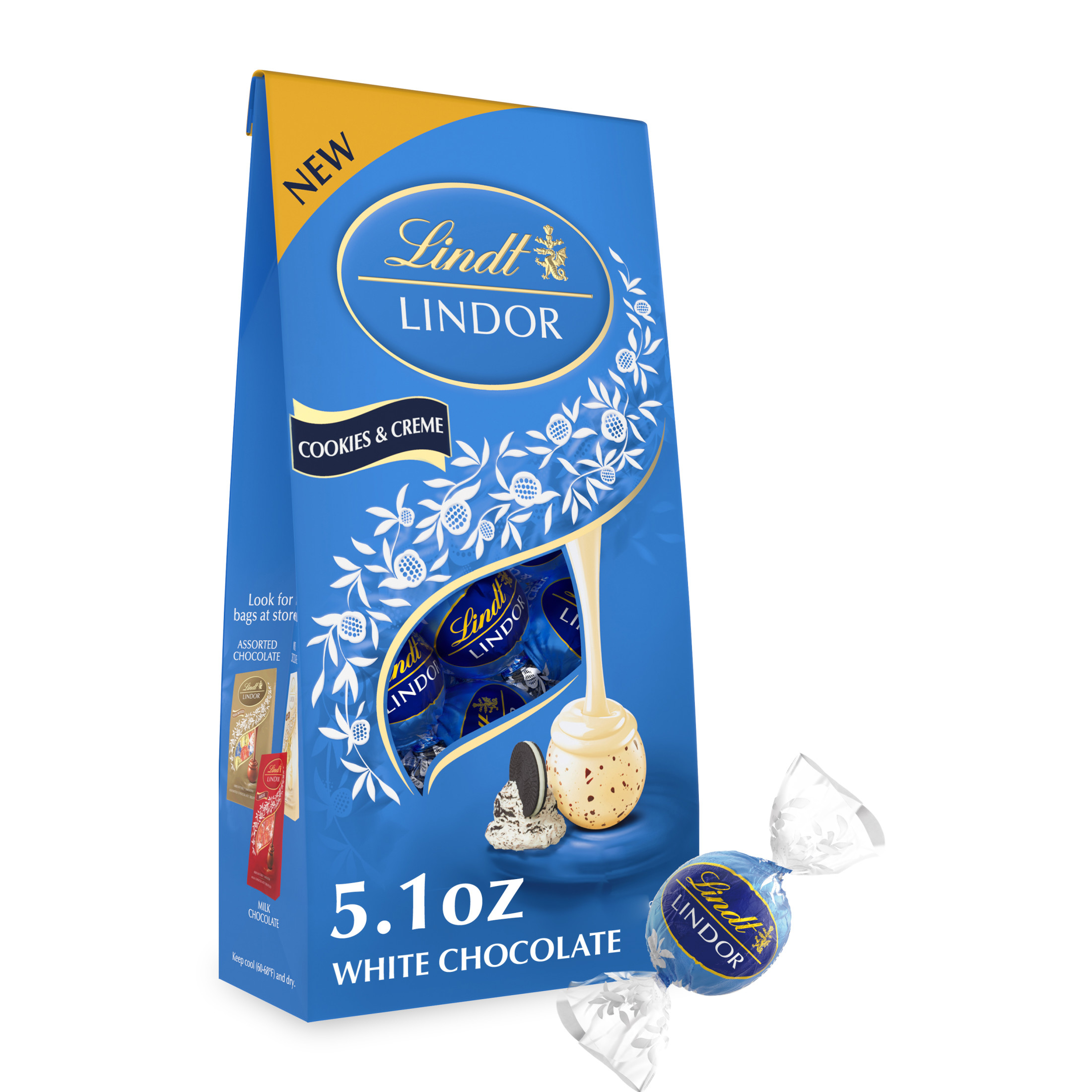 Lindt LINDOR Cookies Creme White Chocolate Candy Truffles 5 1 Oz Bag Lindt LINDOR Cookies Creme White Chocolate Candy Truffles 5 1 Oz Bag