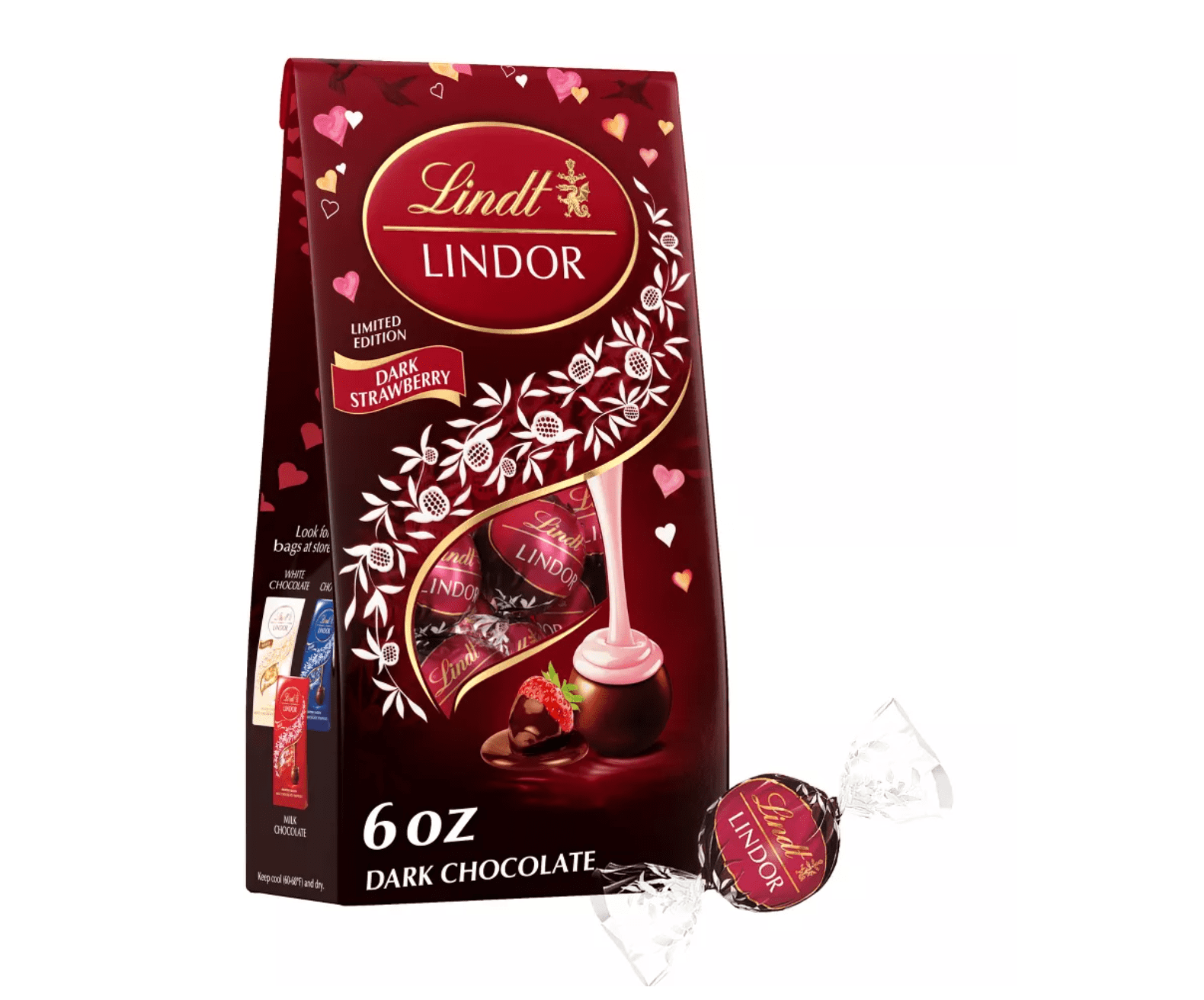 Lindt Lindor Strawberry Dark Chocolate Truffles, Limited
