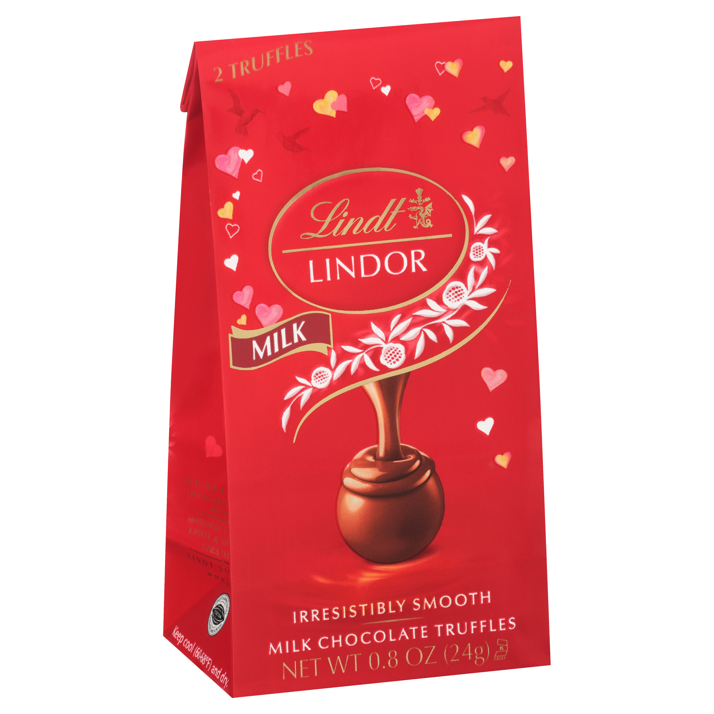 Lindt Lindor Valentine's Milk Chocolate Candy Truffles Mini Bag, 0.8 oz. - image 1 of 11