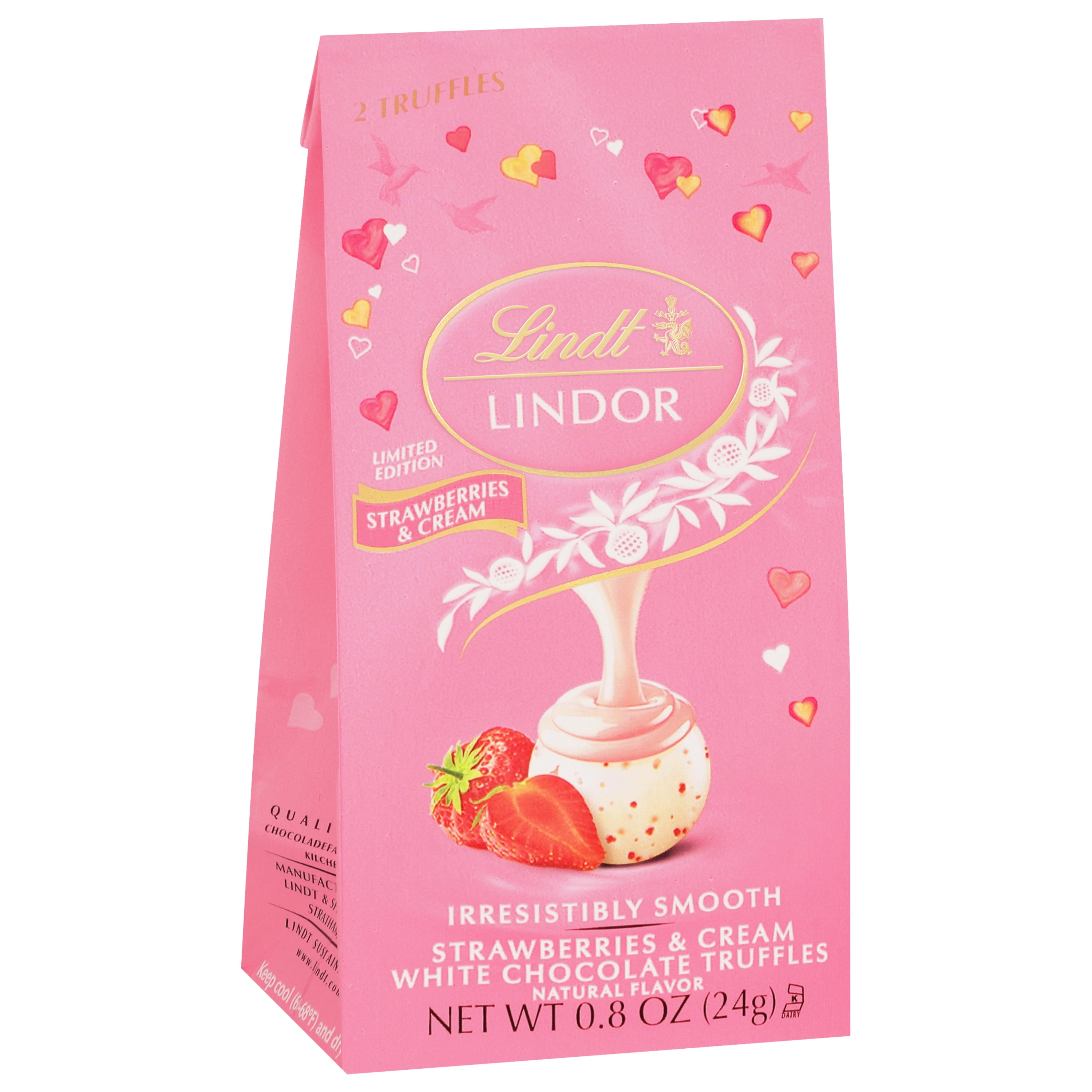 Lindt Lindor Strawberries & Cream White Chocolate Truffles, Valentine's ...