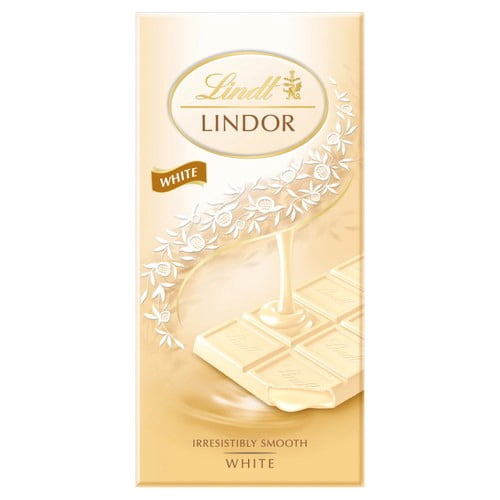 Lindt Lindor White Chocolate Bar 100g, British Import (Pack of 3)