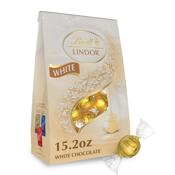 Lindt Lindor White Chocolate Candy Truffles, 15.2 oz. Bag
