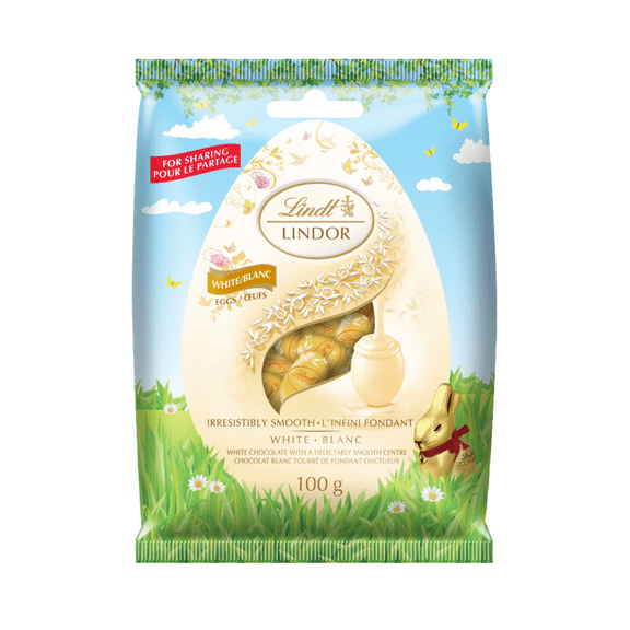 Lindt Lindor White Chocolate Eggs, 100g/3.5 oz.