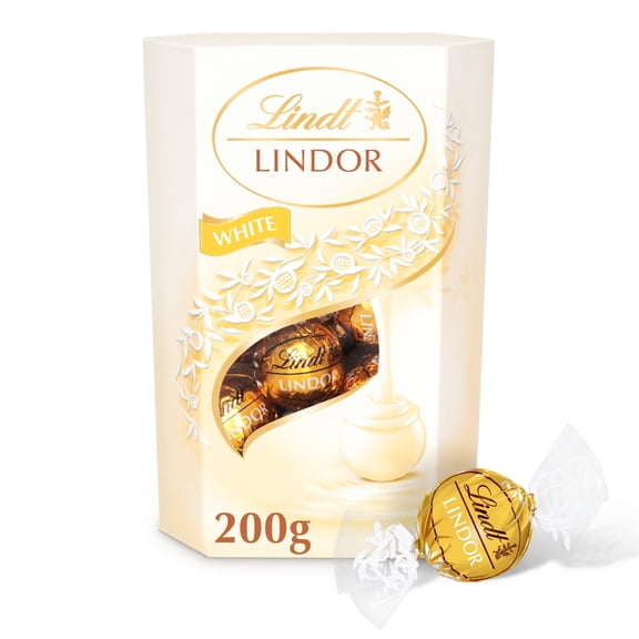 Lindt Lindor White Chocolate Truffles Carton 200G, Imported from Britain