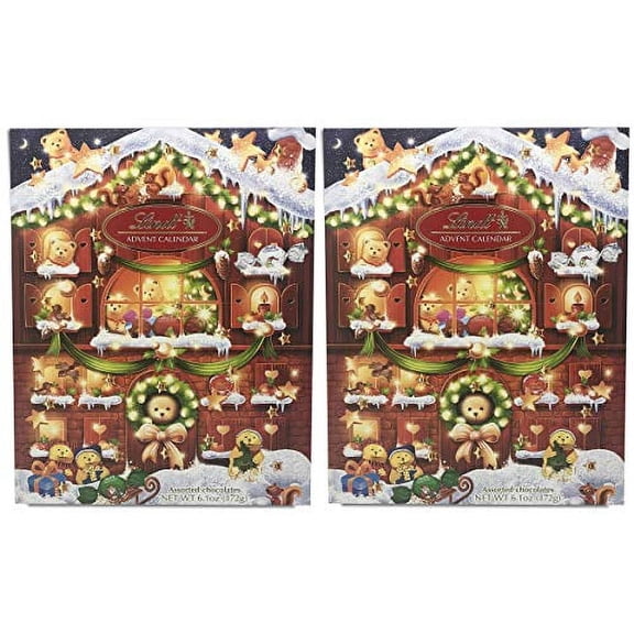 Lindt Milk Chocolate 2021 Teddy Bear Advent Calendar for Kids and Adults Set of 2