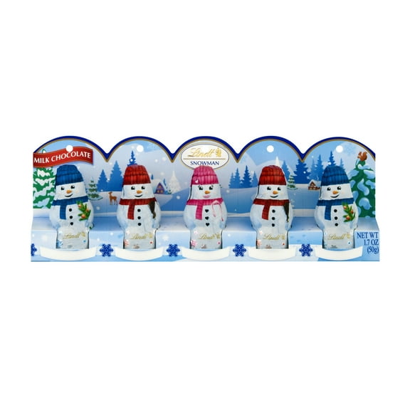 Lindt Mini Snowman Milk Chocolate Christmas Candy, 1.7 oz. 5-Pack