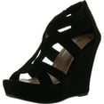 thumbnail image 1 of Lindy 03 Strappy Open Toe Platform Wedge, Black, 10, 1 of 4