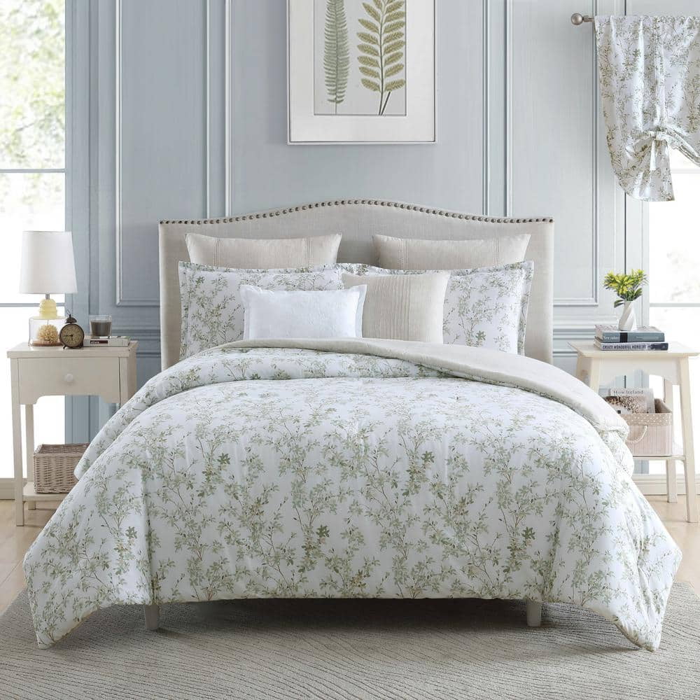 Lindy Green Floral Cotton Full/Queen Duvet Cover Set