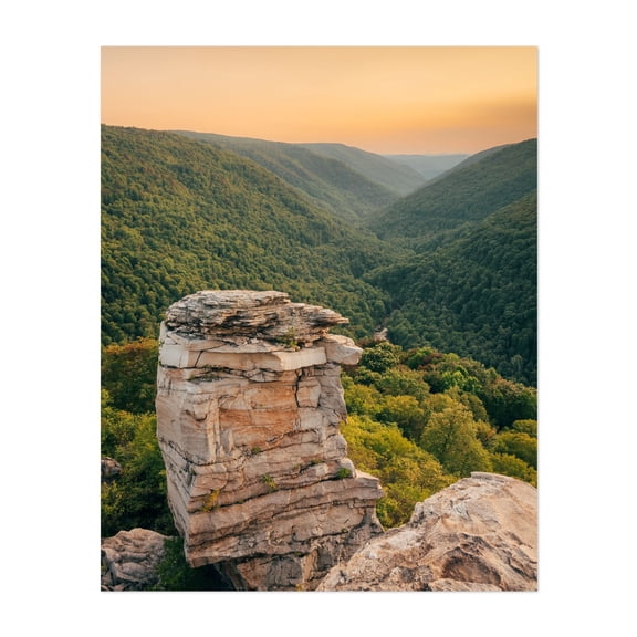 Lindy Point Sunset, Blackwater Falls 01 - Davis West Virginia Photography Nature Landscape Forest Mountain Sunset Scenic Travel Poster Unframed Wall Art Print 22 x 28 inches