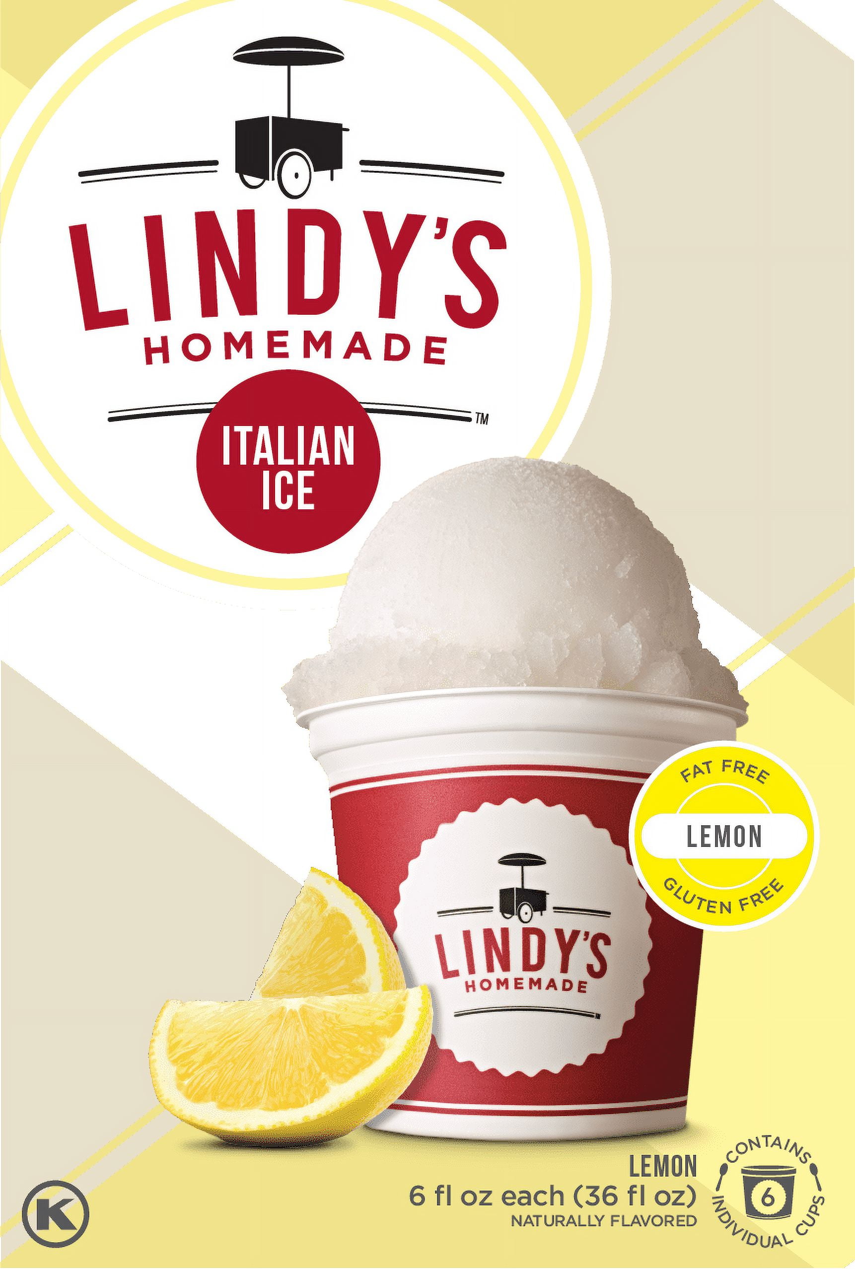 Lindy's Homemade Lemon Italian Ice Frozen Dessert 6 Fl oz Cups