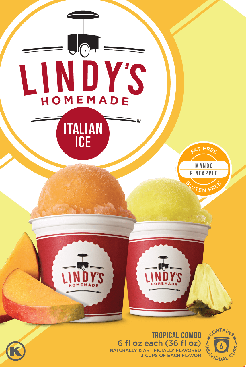Lindy’s Homemade Gluten Free Tropical Combo Italian Ice Cups, Mango & Pineapple, 6 fl oz, 6 Count (36 fl oz) – Fat Free 110-120 Calorie Ice Cream Alternative