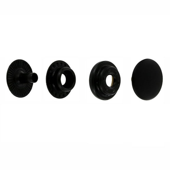 Line 20 / Line 24 Ring Socket Snap Fasteners, Black Matte, Solid Brass (100 per bag)