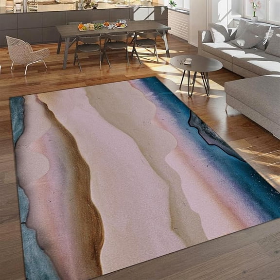 Line Abstract Ink Painting Art Area Rugs, Modern Abstract Art Soft Washable Carpet, Upholstery Rug With Non-Slip Backing For Kids Bedroom Living Room Dining Room Study 5 x 8ft