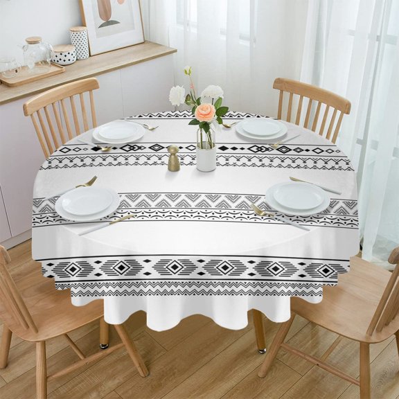 Line Arrow Geometric White Triangle Waterproof Tablecloth Table Decoration Wedding Home Kitchen Dining Room Round Table Cover