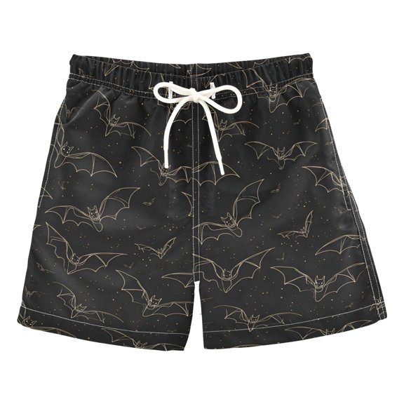 Line Art Bats Swim Trunks Quick Dry Beach Pool Board Shorts Lightweight Stylish Print Sizes 2T to XL