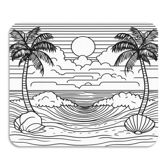 Line Art Beach Diatomaceous Earth Water Absorbent Mat, Anti-Slip Rubber Backing, 15.7" x 11.8"