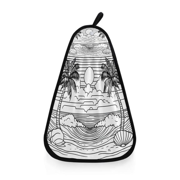 Line Art Beach Hanging Towel Hand Towel 16.53x12.20in Quick-Drying for Kitchen and Bathroom Use