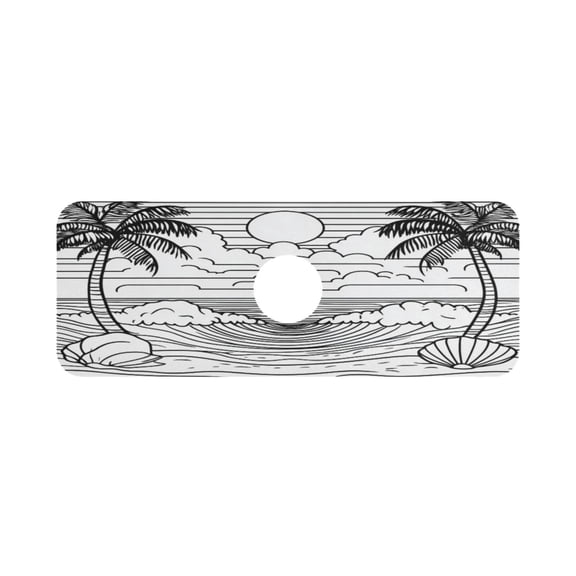 Line Art Beach Single Compact Faucet Drying Pad 14.7x5.4in Absorbent Mat for Small Sinks, Vanity Countertops
