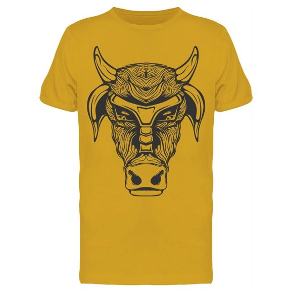 Line Art Bull Tattoo T-Shirt Men -Image by Shutterstock, Male Medium