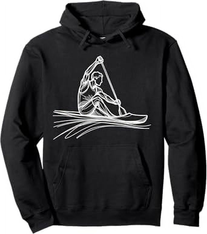 Line Art Canoe Canoeing Kayak Paddling Canoeist Pullover Hoodie