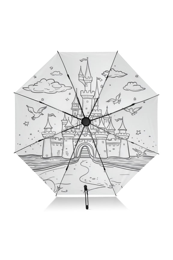 Line Art Castle Extra Large Automatic Umbrella, UV Protection, Waterproof, Auto Open and Close