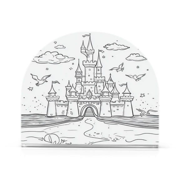 Line Art Castle Thick U Shape Acrylic Napkin Holder Non Slip Space Saving for Kitchen