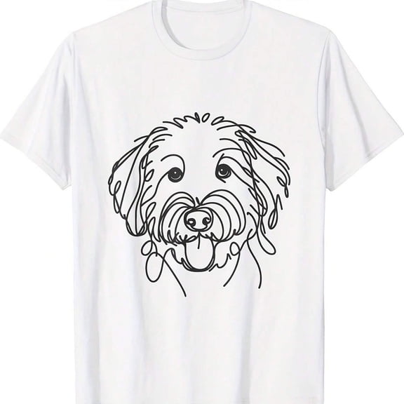 Line Art Dad Mom Dog - Aussiedoodle T-