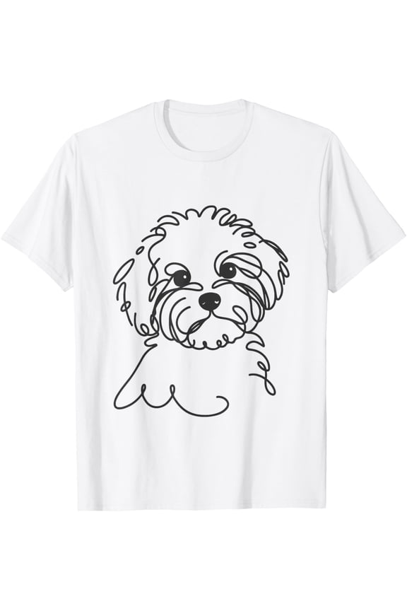 Line Art Dad Mom Dog - Maltipoo T-Shirt