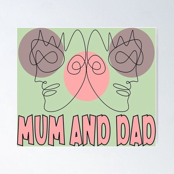 Line Art Face Mum And Dad Poster Wall Art, Modern Wall Decor For Living Room Bedroom, 8x12 UNFRAMED