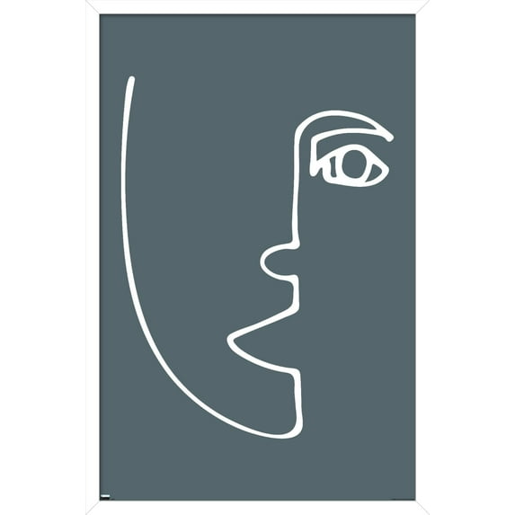 Line Art - Face Wall Poster, 14.725" x 22.375", Framed