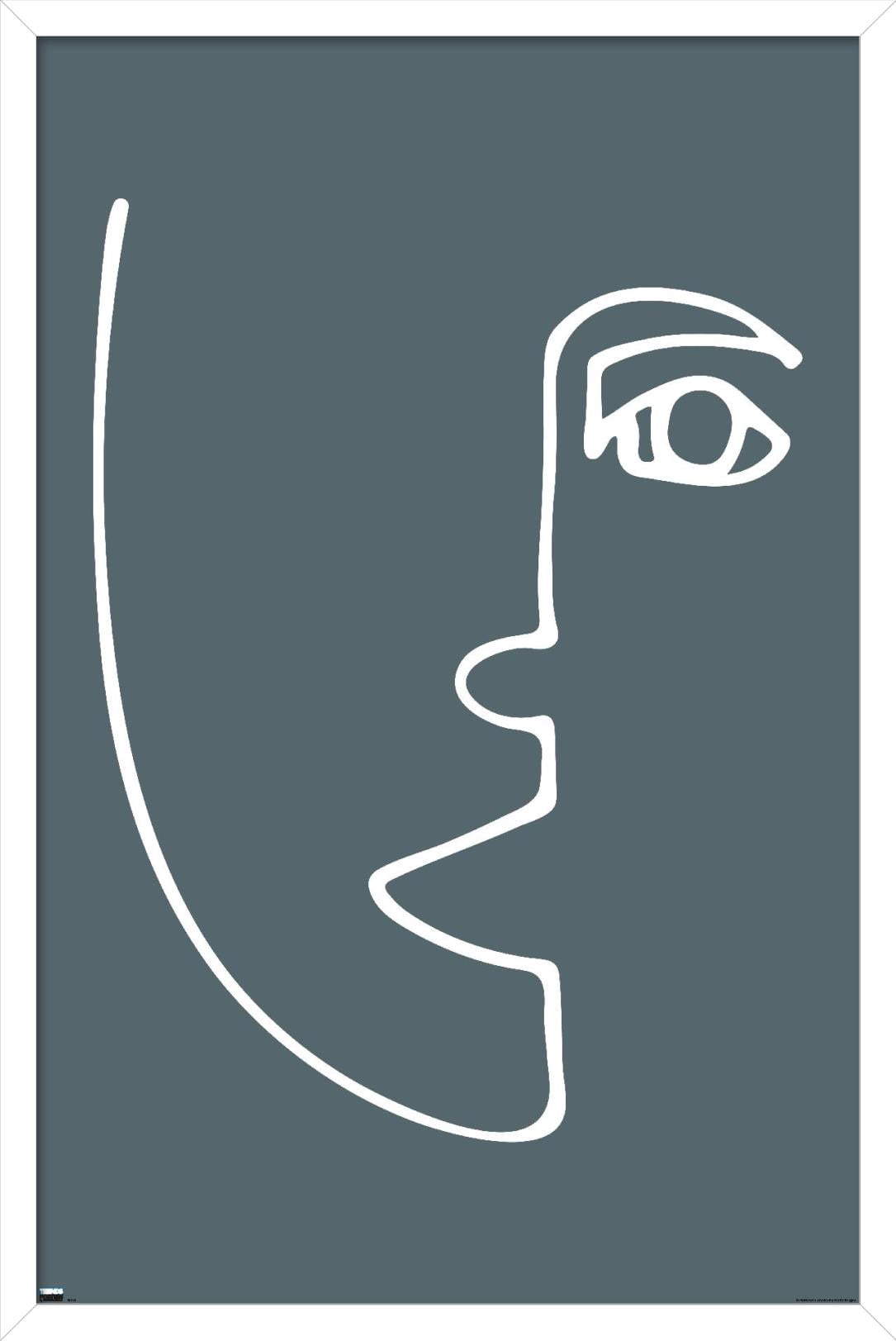 Line Art - Face Wall Poster, 22.375" x 34", Framed