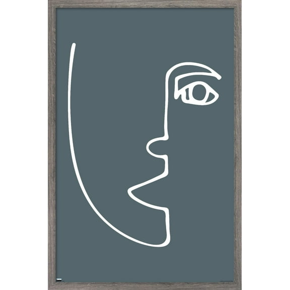 Line Art - Face Wall Poster, 22.375" x 34", Framed